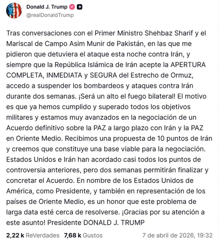 El mensaje de Donald Trump.