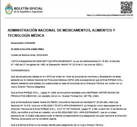 Disposición 2144/2026:
