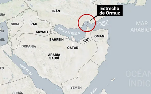 Ubicación del estrecho de Ormuz.