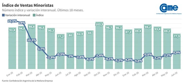 Acumulado de ventas pymes en el último año. CAME