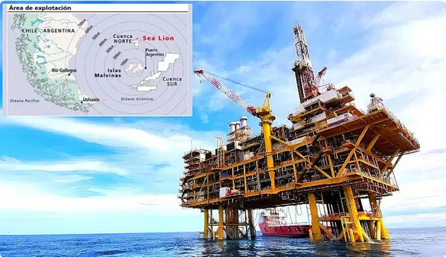 Las obras del megaproyecto petrolero Sea Lion que comenzará a producir en 2028. Foto: X/@Red__Accion